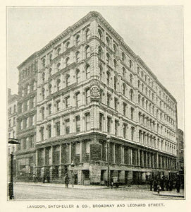 1893 Print Langdon Batcheller Store Building 345 347 Broadway New York City NY2A