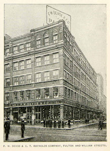 1893 Print F W Devoe & C T Raynolds Office Building Fulton William St. NYC NY2A
