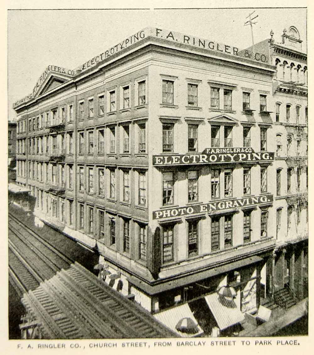 1893 Print F. A. Ringler Co. Building Electrotyping New York City Hist ...