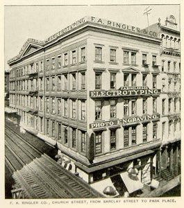 1893 Print F. A. Ringler Co. Building Electrotyping New York City Historic NY2A