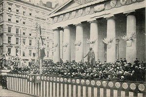 1893 Print Statue Washington New York City Federal Hall ORIGINAL HISTORIC NY2