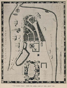 1893 Print New York Duke's Plan Map 1664 Long Island - ORIGINAL NY2