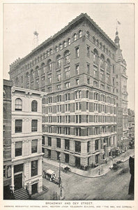 1893 Print Mercantile Bank Western Union Building NYC ORIGINAL HISTORIC NY2