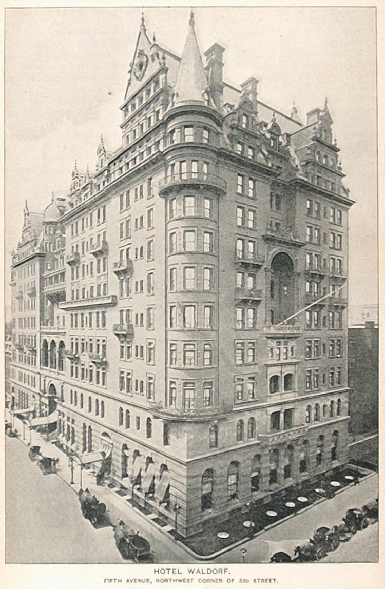 1893 Print Waldorf Hotel Fifth Avenue New York City - ORIGINAL HISTORIC NY2