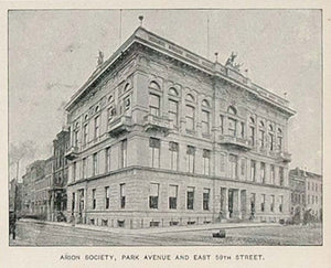 1893 Print Arion Society Park Avenue New York City NYC ORIGINAL HISTORIC NY2