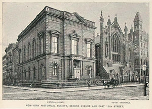 1893 Print New York Historical Society Second Ave. NYC ORIGINAL HISTORIC NY2
