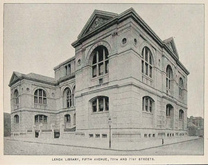 1893 Print Lenox Library Fifth Avenue New York City - ORIGINAL HISTORIC NY2