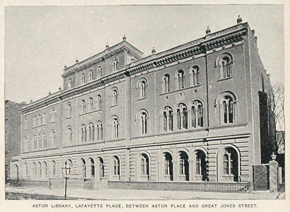 1893 Print Astor Library Lafayette Place New York City ORIGINAL HISTORIC NY2