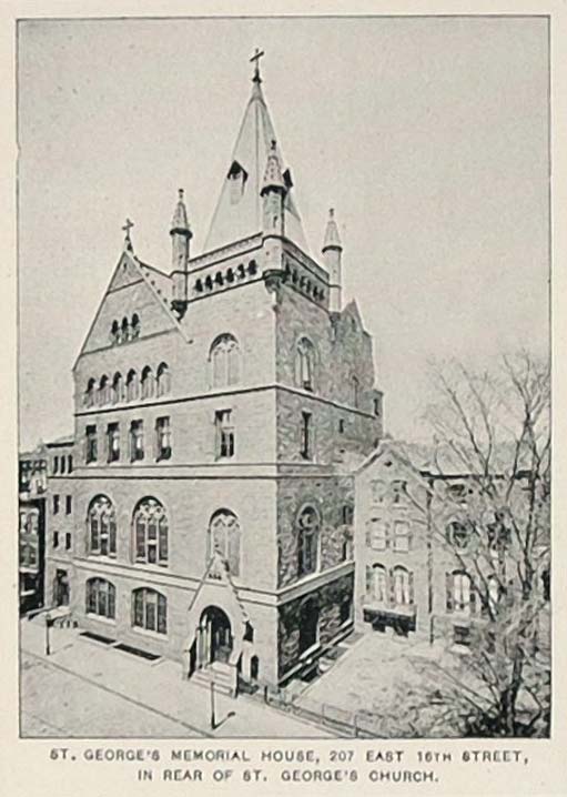 1893 Print St. George's Memorial House Church New York ORIGINAL HISTORIC NY2