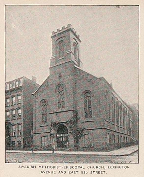 1893 Print Swedish Methodist Episcopal Church New York ORIGINAL HISTORIC NY2