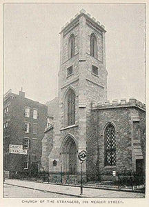 1893 Print Church of the Strangers 299 Mercer St. NYC ORIGINAL HISTORIC NY2
