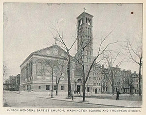 1893 Print Judson Memorial Baptist Church New York City ORIGINAL HISTORIC NY2