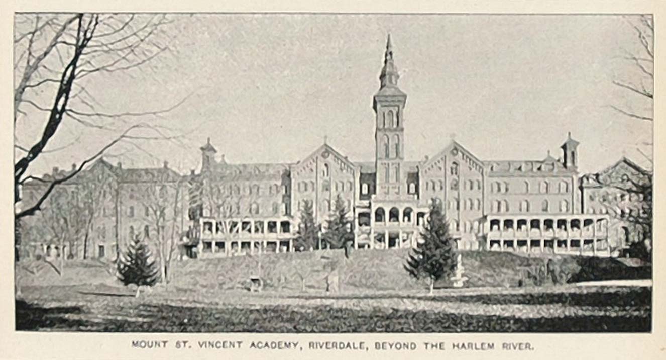 1893 Print Mount St. Vincent Academy Riverdale New York ORIGINAL HISTORIC NY2