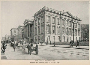 1893 Print County Courthouse New York City Hall Park - ORIGINAL HISTORIC NY2