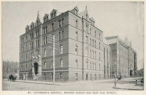 1893 Print St. Catherine's Convent Madison Avenue NYC ORIGINAL HISTORIC NY2