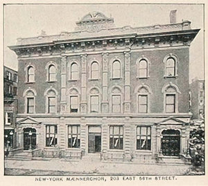 1893 Print New York Maennerchor 203 East 56th Street - ORIGINAL HISTORIC NY2