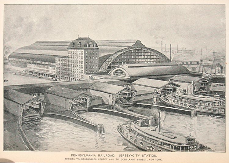 1893 Print Pennsylvania Railroad Jersey City Station - ORIGINAL HISTORIC NY2