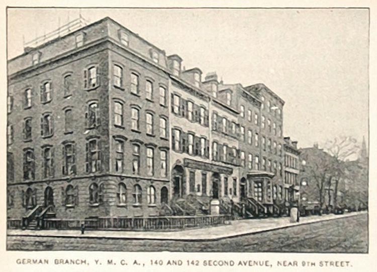 1893 Print German Branch YMCA Second Ave. New York City ORIGINAL HISTORIC NY2