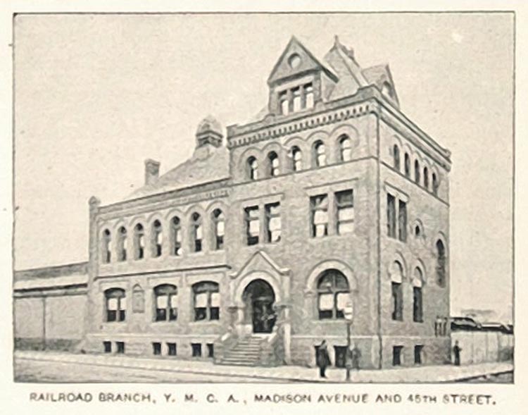 1893 Print Railroad Branch YMCA Madison Ave. New York ORIGINAL HISTORIC NY2