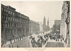 1893 Print Fifth Avenue New York City Looking North - ORIGINAL HISTORIC NY2