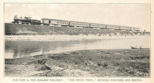 1893 Print White Train New York New England Railroad - ORIGINAL HISTORIC NY2