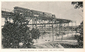 1893 Print Elevated Railroad Train 110th St. New York ORIGINAL HISTORIC NY2
