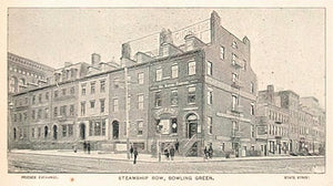 1893 Print Steamship Row Bowling Green New York City - ORIGINAL HISTORIC NY2