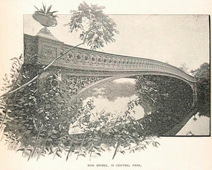 1893 Print Bow Bridge Central Park New York City NICE ORIGINAL HISTORIC NY2