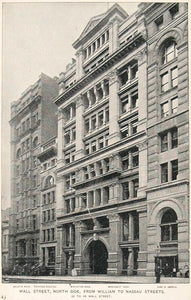 1893 Print North Side Wall Street Buildings New York - ORIGINAL HISTORIC NY2