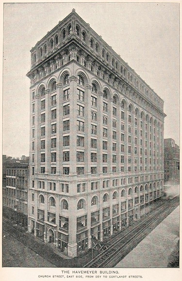 1893 Print Havemeyer Building Church St. New York City ORIGINAL HISTORIC NY2