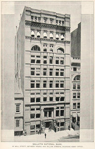 1893 Print Gallatin National Bank Building New York NYC ORIGINAL HISTORIC NY2