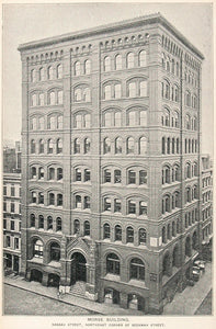 1893 Print Morse Building Nassau Street New York City ORIGINAL HISTORIC NY2