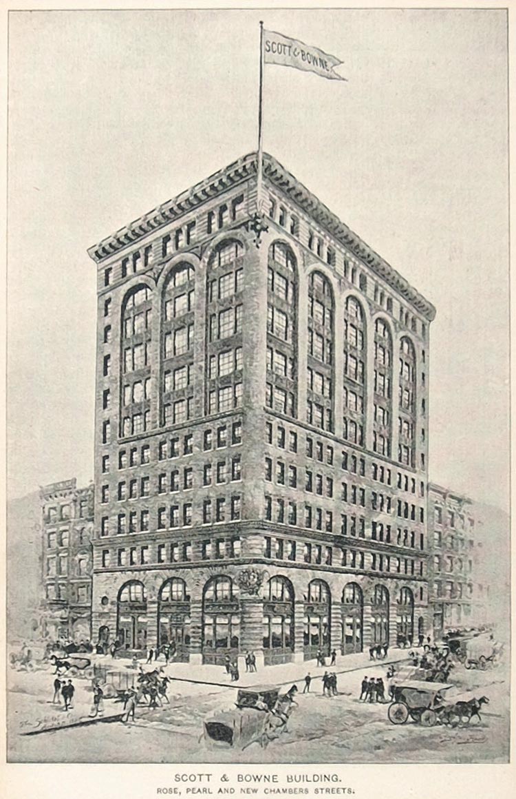 1893 Print Scott & Bowne Building New York City NYC - ORIGINAL NY2
