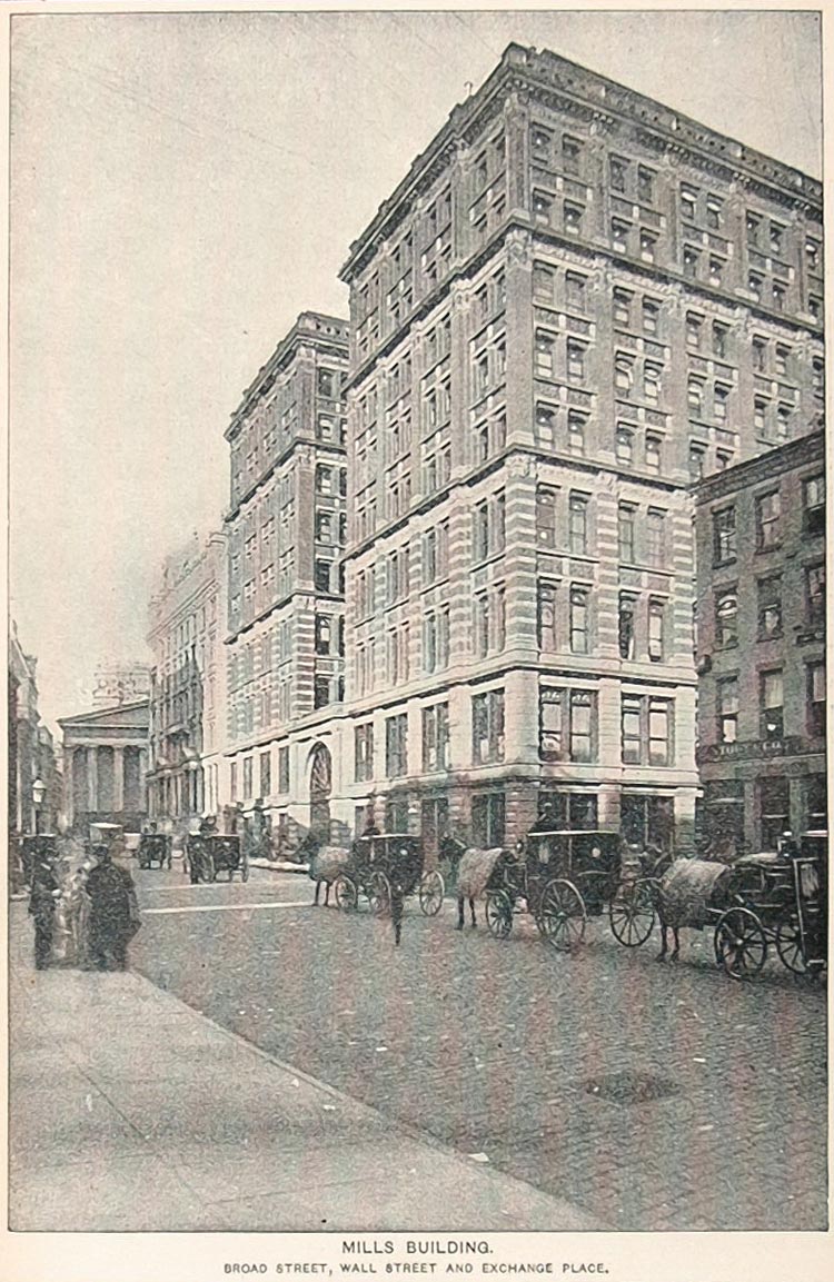 1893 Print Mills Building Broad Street New York City - ORIGINAL HISTORIC NY2