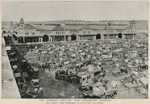 1893 Print Farmers West Washington Market New York City ORIGINAL HISTORIC NY2