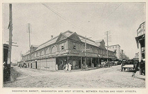 1893 Print Washington Market New York City NYC Building ORIGINAL HISTORIC NY2