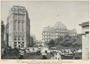 1893 Print New York Times Newspaper Bldg. Park Row NYC ORIGINAL HISTORIC NY2