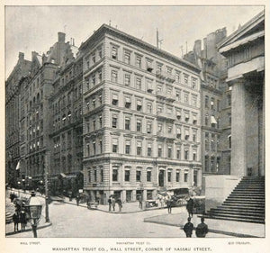 1893 Print Manhattan Trust Co. Building New York City ORIGINAL HISTORIC NY2
