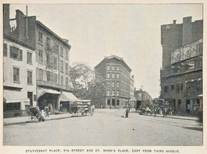 1893 Print Stuyvesant Place 8th Street New York City - ORIGINAL HISTORIC NY2