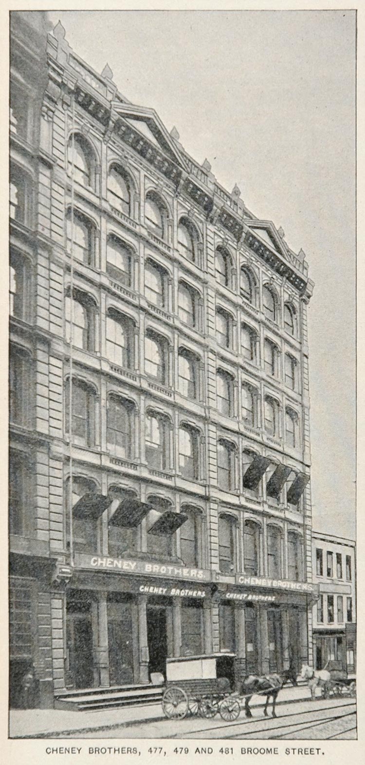 1893 Print Cheney Brothers Broome Street New York City ORIGINAL HISTORIC NY2