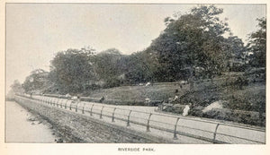 1893 Halftone Print Riverside Park New York City NYC - ORIGINAL HISTORIC NY2