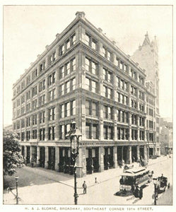 1893 Print W. & J. Sloane Building Broadway New York - ORIGINAL HISTORIC NY2
