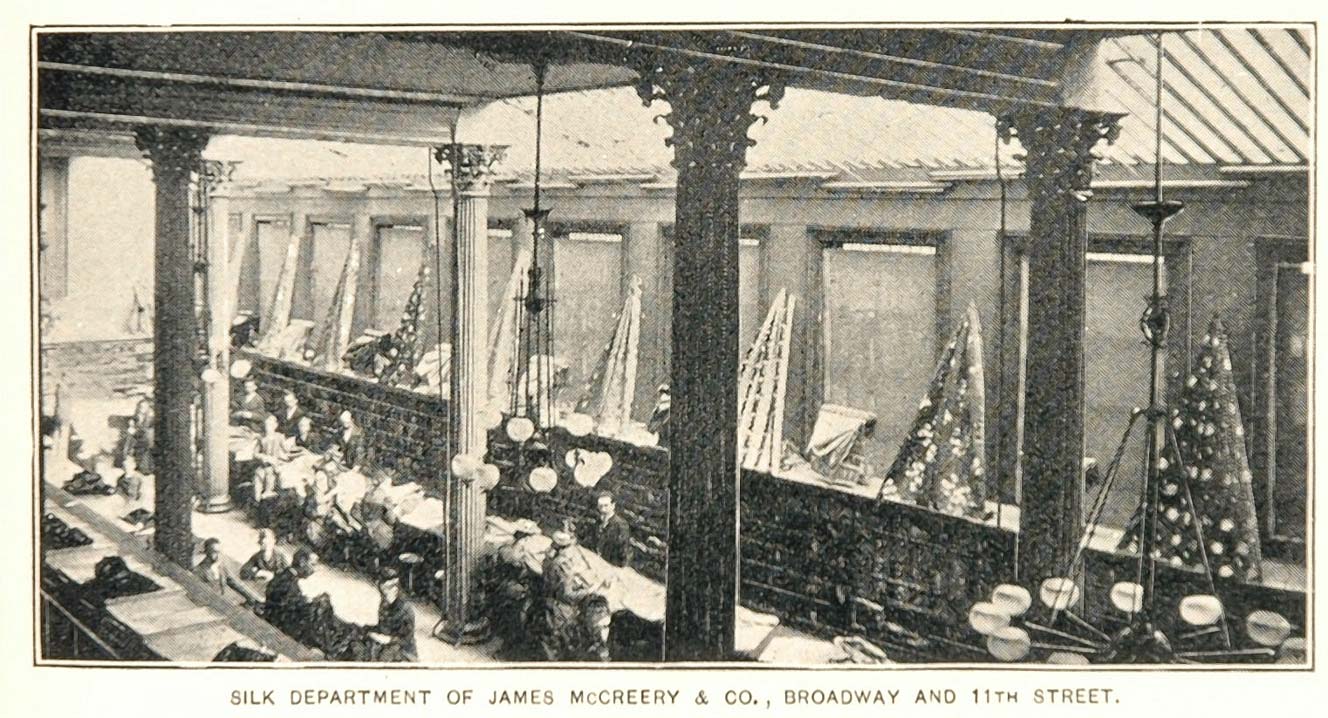 1893 Print James McCreery Store Silk Department NYC - ORIGINAL HISTORIC NY2