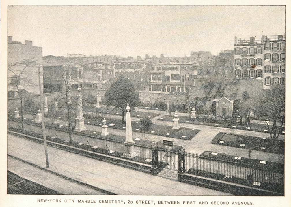 1893 Print New York City Marble Cemetery 2nd Street - ORIGINAL HISTORIC NY2