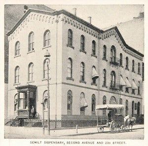 1893 Print Demilt Dispensary Second Avenue New York - ORIGINAL HISTORIC NY2