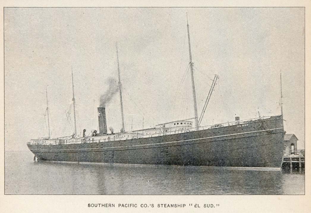 1893 Print "El Sud" Steamship Southern Pacific Company ORIGINAL HISTORIC NY2