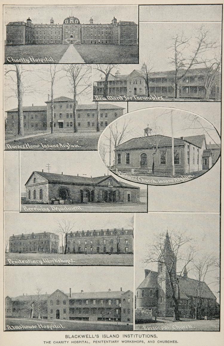 1893 Print Blackwell's Island Asylum Almshouse Hospital ORIGINAL HISTORIC NY2