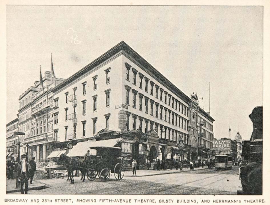 1893 Print Fifth Ave. Herrmann's Theatre New York City ORIGINAL HISTORIC NY2