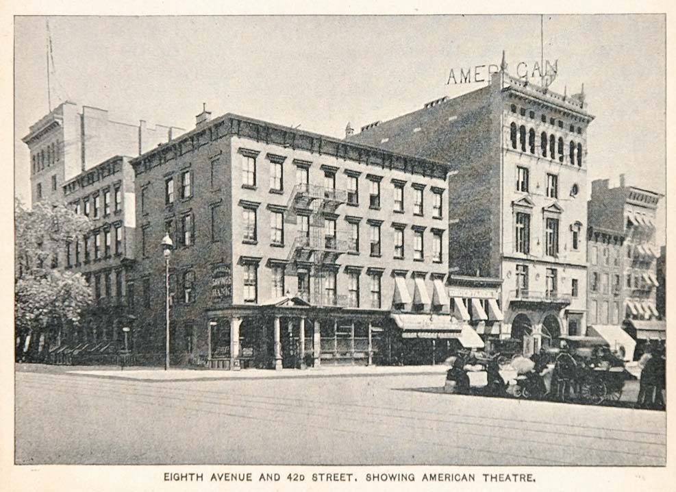 1893 Print American Theatre Building New York City NYC ORIGINAL HISTORIC NY2