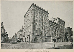 1893 Print Metropolitan Opera House New York City NYC ORIGINAL HISTORIC NY2